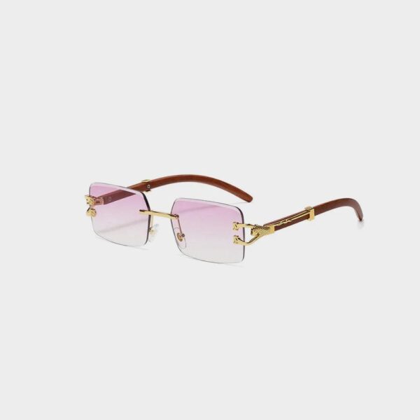 Classic Vintage Rimless Square Leopard Head Sunglasses - Imagen 5