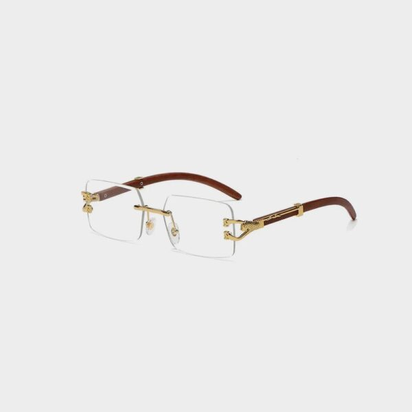 Classic Vintage Rimless Square Leopard Head Sunglasses - Imagen 4