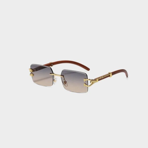 Classic Vintage Rimless Square Leopard Head Sunglasses - Imagen 3