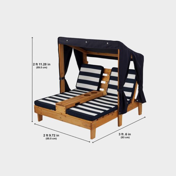 KidKraft Wooden Outdoor Double Chaise Lounge with Cup Holders, Kid's Patio Furniture - Imagen 3