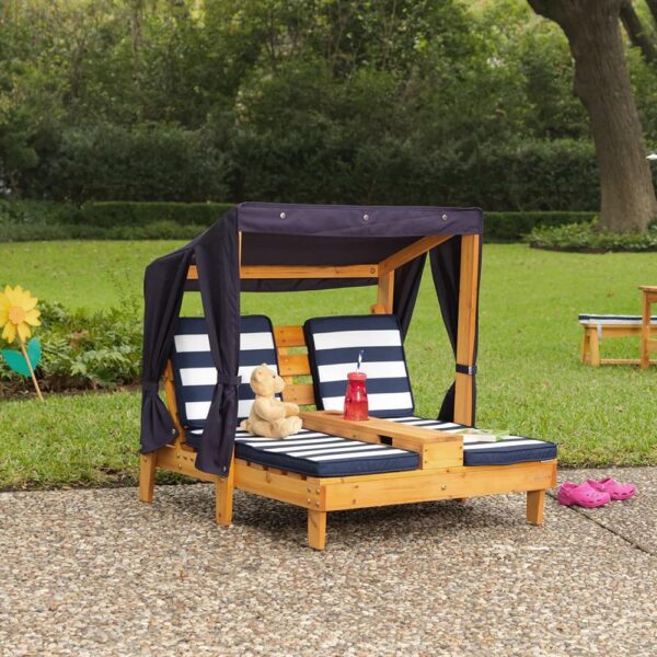 KidKraft Wooden Outdoor Double Chaise Lounge with Cup Holders, Kid's Patio Furniture - Imagen 4