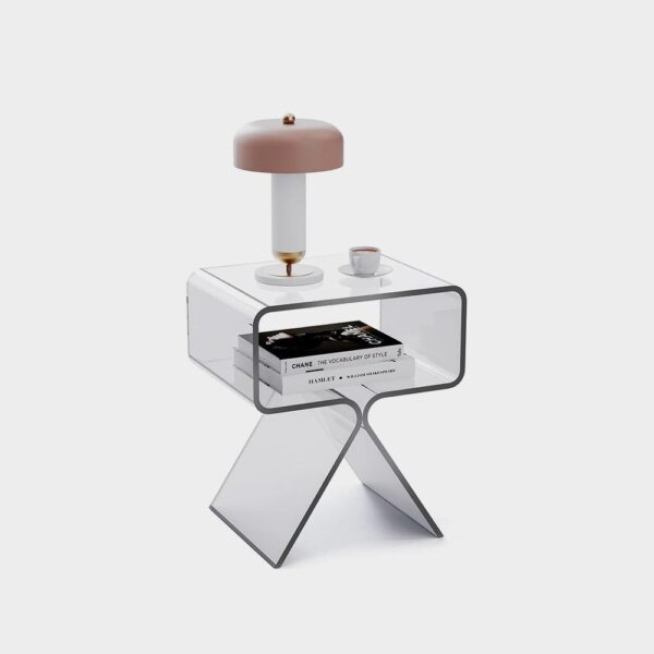 Solaround Acrylic Nightstand Side Table Modern Design Clear Home Decor Display - Imagen 3