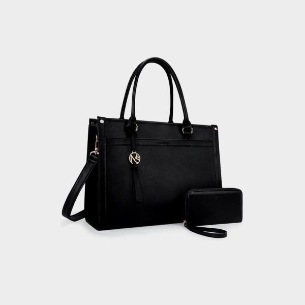Missnine Laptop Tote Bag Canvas Laptop Bag 15.6 inch Work Shoulder Bags Casual Briefcase Handbag - Imagen 4